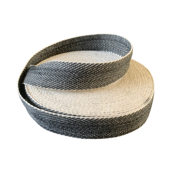 2" / 50mm Black & White Herringbone Webbing