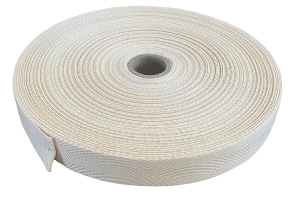 25mm Natural Beige Cotton Herringbone Tape