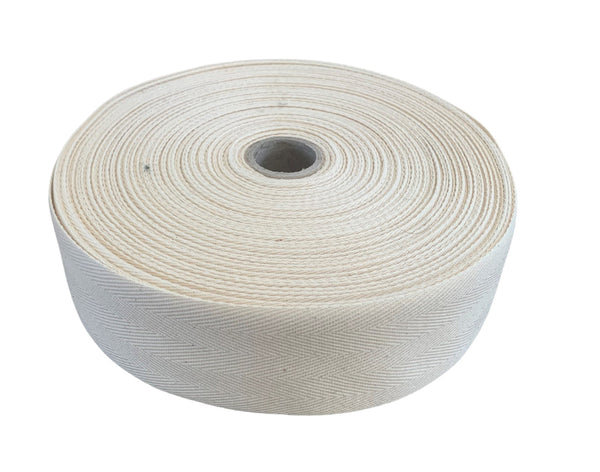 50mm Natural Beige Cotton Herringbone Tape