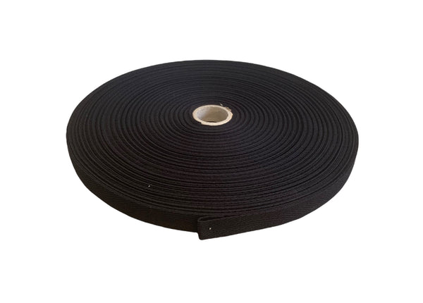 16mm Black Cotton Herringbone Tape