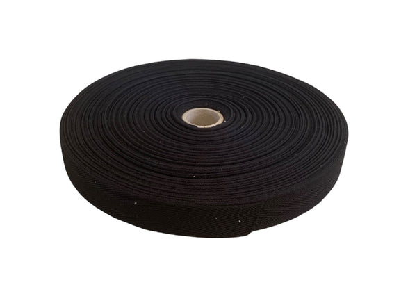 25mm Black Cotton Herringbone Tape