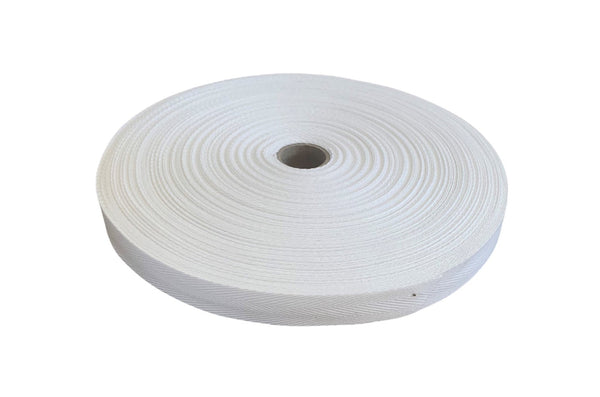 20mm White Cotton Herringbone Tape