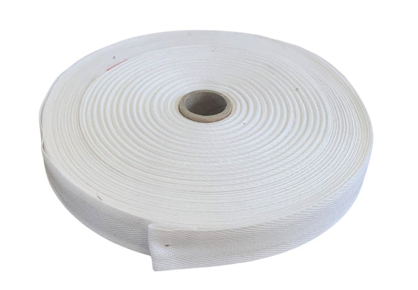 25mm White Cotton Herringbone Tape