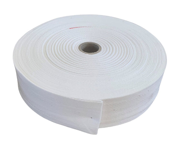 50mm White Cotton Herringbone Tape